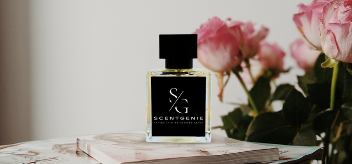 Blue and Gold Luxury Modern Illustrative Perfume Store Promotion Banner 687 x 320 px 1